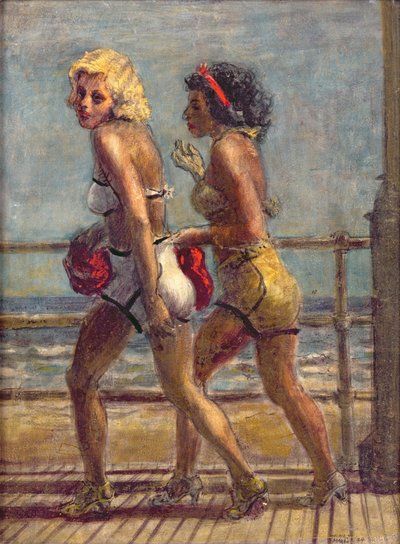 Duas raparigas no passeio (têmpera sobre tela) de Reginald Marsh