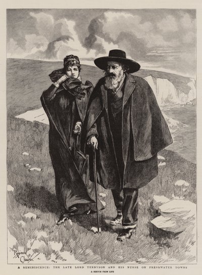 A Reminiscence, the Late Lord Tennyson and his Nurse on Freshwater Downs (gravura) de Reginald Thomas Cleaver