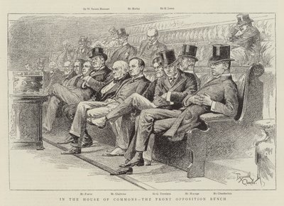 Na Câmara dos Comuns, a Bancada da Frente da Oposição (litografia) de Reginald Thomas Cleaver