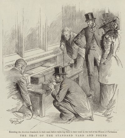 O teste da jarda e da libra-padrão (litografia) de Reginald Thomas Cleaver