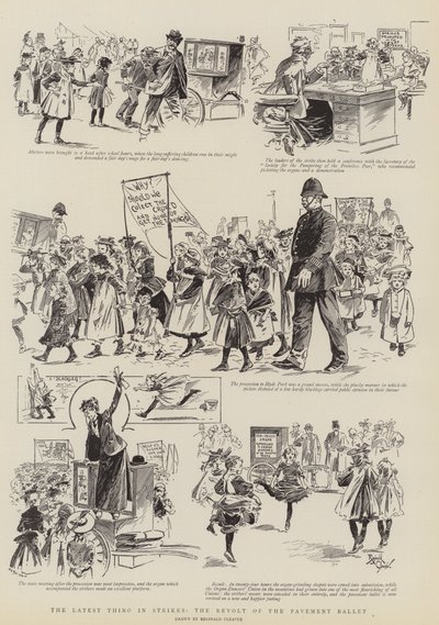 A última novidade em matéria de greves, a revolta do ballet do pavimento (gravura) de Reginald Thomas Cleaver