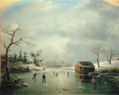 Lago de Patinagem em Morristown, New Jersey (óleo sobre tela) de Regis Francis Gignoux