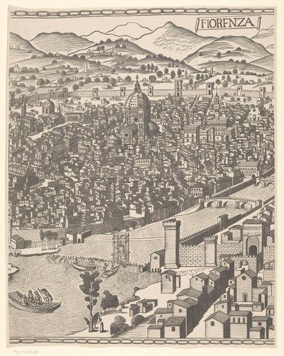 Vista de Florença (parte do meio) Fiorenza (título no objeto) de Reichsdruckerei