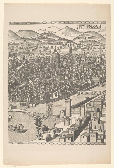 Vista de Florença (parte do meio) Fiorenza (título no objeto) de Reichsdruckerei