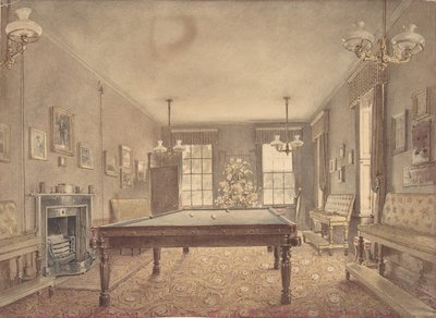 Interior da sala de bilhar em Lupton House, Devonshire, projetada por George..., 1838. de Reid Turner