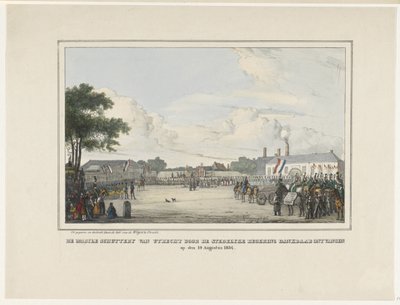 A Arma Móvel de Utrecht foi recebida com gratidão pelo Governo Municipal. em 19 de agosto de 1834 (título no objeto) de Reinier Craeyvanger