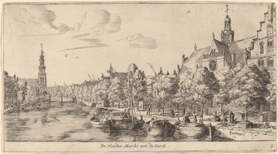 Noordenmarkt com o Noorden Kerk (De Noorder Marckt com de Kerck) de Reinier Nooms, called Zeeman