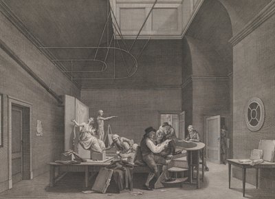 A Academia de Desenho da Felix Meritis Society em Amsterdã, ca. 1800. de Reinier Vinkeles