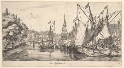 De Appelmarckt The Apple Market, de Views em Amsterdã, chapa 6, ca. 165962 de Reinier Zeeman