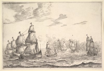 Cena de Batalha Naval, século XVII. de Reinier Zeeman