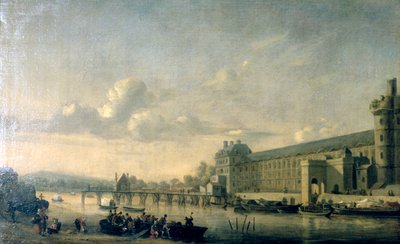 Vista do Sena com a fachada sul da Galeria do Louvre, Paris, 1660 de Reinier Zeeman