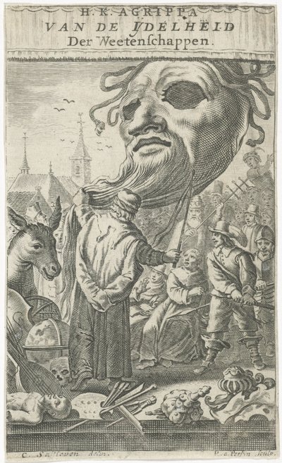 Caricatura nas artes Página de rosto para: J. Oudaen, Agripa, Da vaidade das ciências, 1661 de Reinier van Persijn