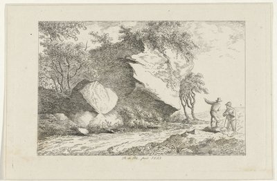 Paisagem com duas figuras por uma rocha de Reinierus Albertus Ludovicus baron van Isendoorn à Blois