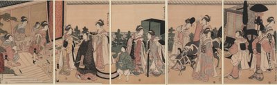 Mitate Procession of Palace Attendants Chegando a uma Mansão de Chōkyōsai Eiri