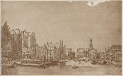 Anónimo Rokin Amsterdam visto em direção a Damsquare de Rembrandt