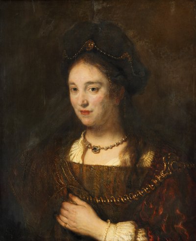 Halffigur de uma mulher com boina de Rembrandt