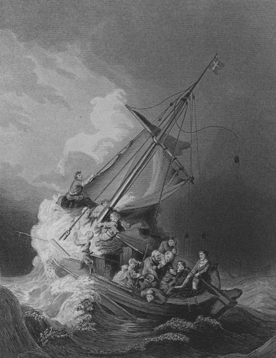 Cristo na Tempestade (gravura) de Rembrandt Harmensz. van Rijn (after)
