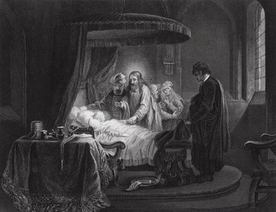A ressurreição da filha de Jairo, Marcos, cap. V, versículos 35 e 42 (gravura) de Rembrandt Harmensz. van Rijn (after)