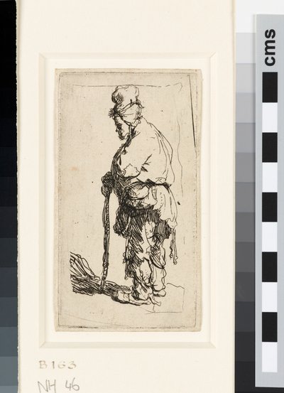 Mendigo apoiado em uma vara, c.1630 (gravura) de Rembrandt van Rijn