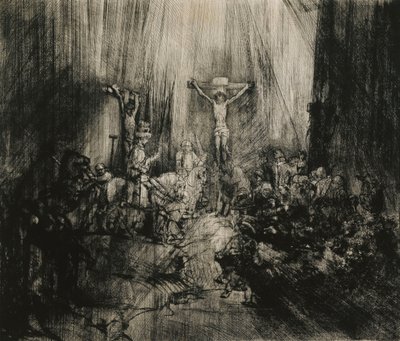 Cristo crucificado entre os dois ladrões - "As três cruzes", c.1653-1661 de Rembrandt van Rijn