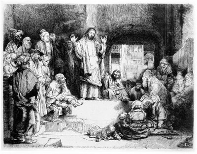 pregação de Cristo, c.1652 (gravura) de Rembrandt van Rijn