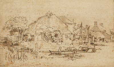 Casa de campo ao lado de um canal, c.1650 -53 de Rembrandt van Rijn