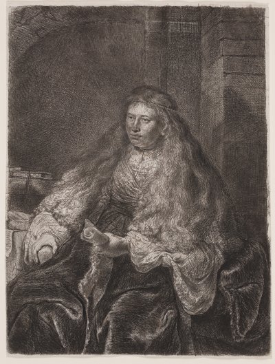 Garota com cabelo comprido caindo sobre os ombros, ou "a grande noiva judia" de Rembrandt van Rijn