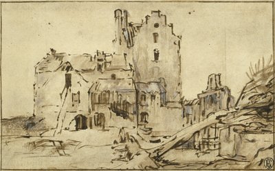 Castelo caro em decadência, 1652-57 de Rembrandt van Rijn