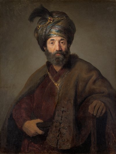 Homem em traje oriental, c.1635 (óleo sobre tela) de Rembrandt van Rijn