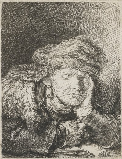 Mulher velha a dormir de Rembrandt van Rijn