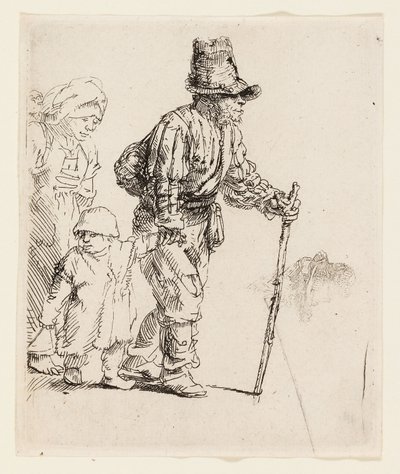 Família Camponesa no Vagabundo, c.1652 (gravura em papel cremoso) de Rembrandt Harmensz. van Rijn