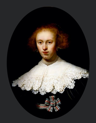 "Portrait de jeune femme" (Retrato de uma Mulher Jovem) Peinture de Rembrandt van Rhijn (1606-1669) - 1633 - Óleo sobre madeira Dim 65,3x48,7 cm Museum of Fine Arts, Houston de Rembrandt van Rijn