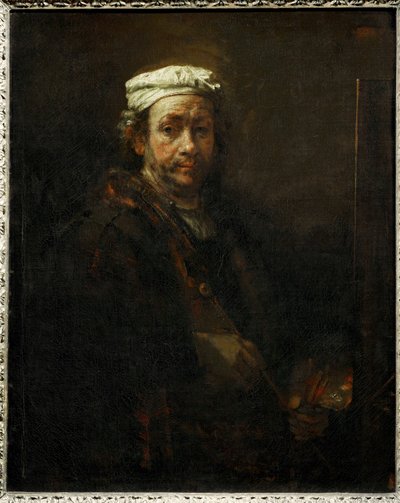 Retrato do artista no seu cavalete ... de Rembrandt Harmensz. van Rijn