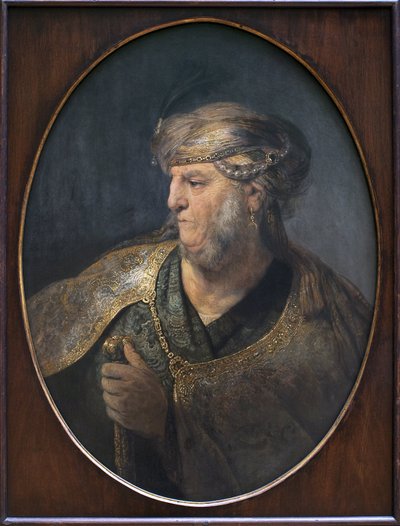 Retrato de um homem com um traje oriental. Pintura por Rembrandt Harmenszoon van Rijn (1606-1669), Oil On Canvas de Rembrandt van Rijn