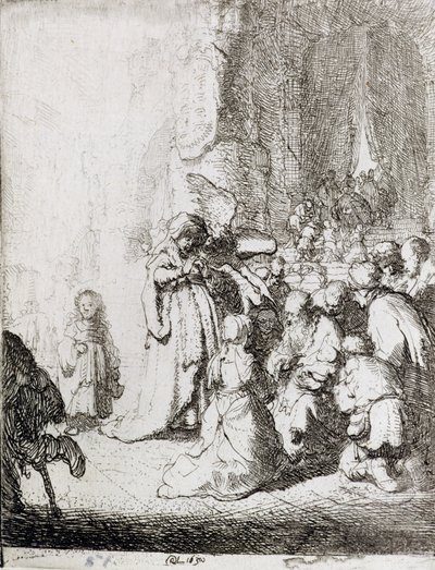 Apresentação no Templo (caneta e tinta no papel) de Rembrandt van Rijn