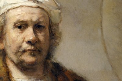 Rembrandt - Auto-retrato (detalhe) de Rembrandt Harmensz. van Rijn