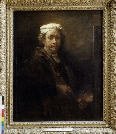 Rembrandt envelheceu em frente a um cavalete (1660). de Rembrandt van Rijn