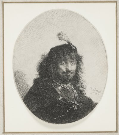 Rembrandt com tampa emplumada, 1634 de Rembrandt van Rijn