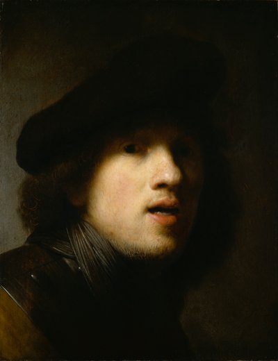 Auto-retrato, c.1629 (óleo sobre madeira) de Rembrandt Harmensz. van Rijn