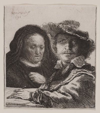 Auto-retrato com a mãe do artista de Rembrandt van Rijn