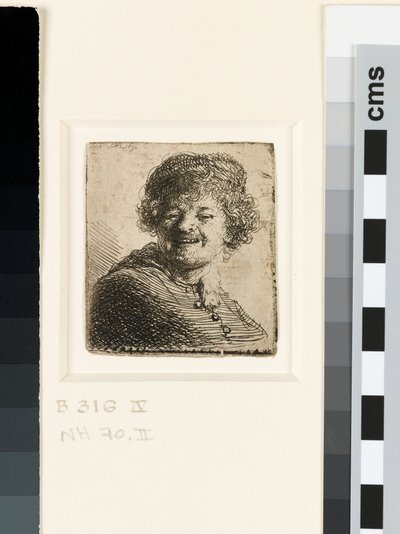 Auto-retrato com boné: rir de Rembrandt van Rijn