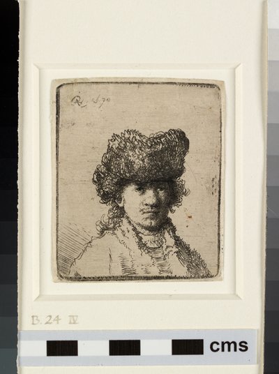 Auto-retrato com boné de pele de Rembrandt van Rijn