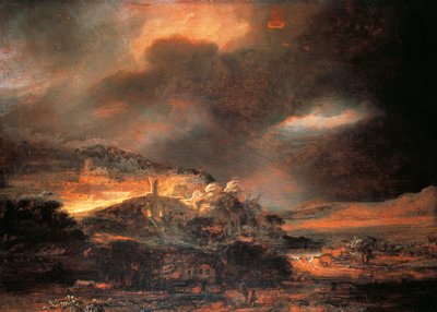 Stormy Landscape, c.1637/38 (óleo sobre painel) de Rembrandt Harmensz. van Rijn