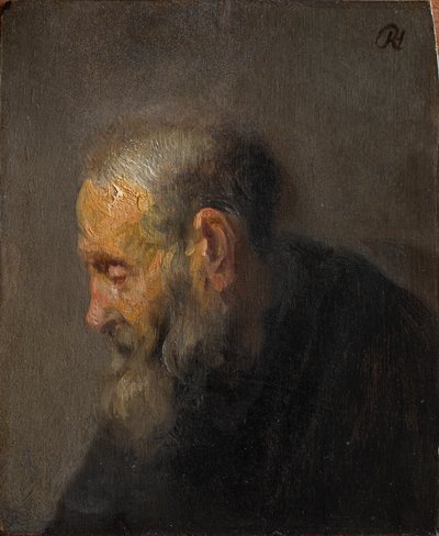 Estudo de um perfil de um homem idoso, c. 1630 (óleo no painel) de Rembrandt van Rijn