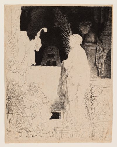 O Desenho do Artista a partir do Modelo, c.1639 (gravura e ponto seco em papel couché) de Rembrandt Harmensz. van Rijn