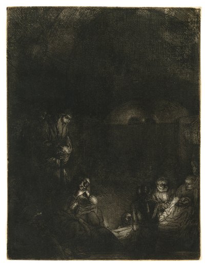 The Entombment, c.1654 (gravura com ponto seco e queimadura) de Rembrandt Harmensz. van Rijn