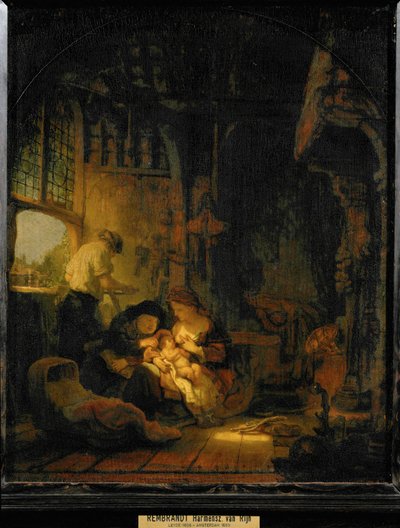 A Sagrada Família, também conhecida como "A Casa do Carpinteiro" ... de Rembrandt Harmensz. van Rijn