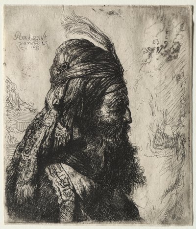A terceira cabeça oriental de Rembrandt Harmensz. van Rijn