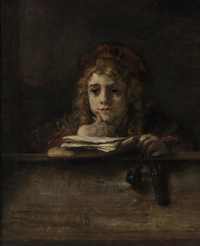 Tito na sua secretária de Rembrandt Harmensz. van Rijn