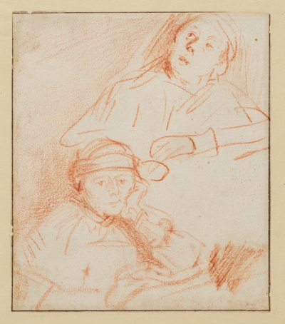 Dois estudos de Saskia, 1636-1637 por volta de de Rembrandt van Rijn